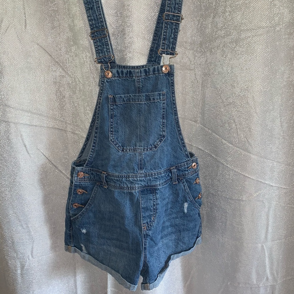 Denim short overalls